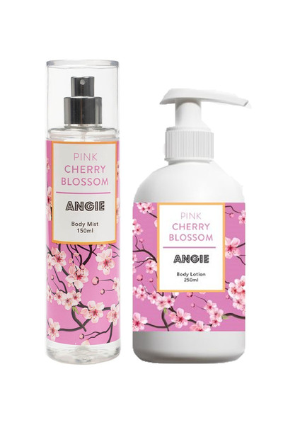Angie Pink Cheery Blossom Japon Kiraz Çiçeği Vücut Spreyi 150 ml ve Vücut Losyonu 250 ml