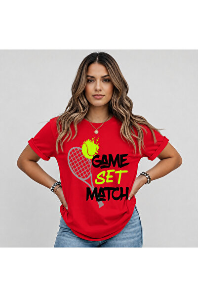 VODEXA Unisex Oversize T-Shirt Tenni̇s 4 Printed 100% Cotton T-Shirt Comforta...