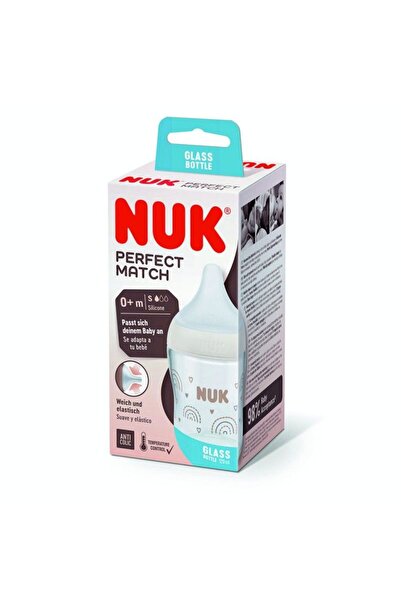 Nuk Τέλεια Συμβατότητα Γυάλινο Μπιμπερό 120 ml με Ένδειξη Θερμοκρασίας Σιλικό...