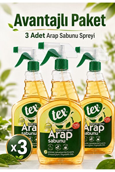 Tex 3'lü Set Arap Sabunu - Doğal Yağ İçerikli - Sıvı Sprey Arab Sabun
