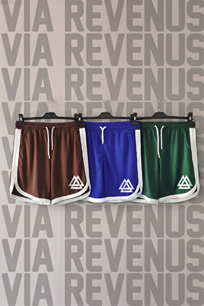 Vordevia Pachet de 3 pantaloni scurți sport unisex, retro, cu imprimeu cu sim...