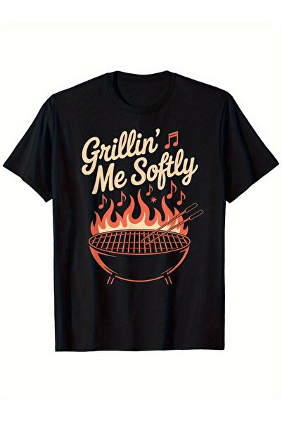 1001 Line Men'S Fun Grill Master T-Shirt Soft Graphic Short Sleeve Party Outd...