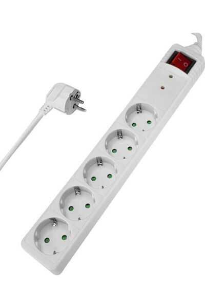 POWERTECH Πολύπριζο με προστασία από υπερτάσεις, 5 θέσεων, με διακόπτη και κα...