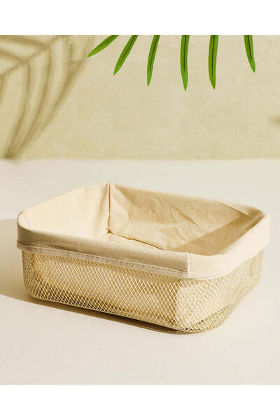 REDTAG White Metal Rectangle Storage Basket With Fabric Lining (Large)