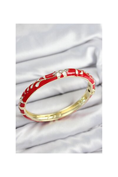 deluxe takı ve giyim Authentic Stylish Enamel Cuff Bracelet with Flowers