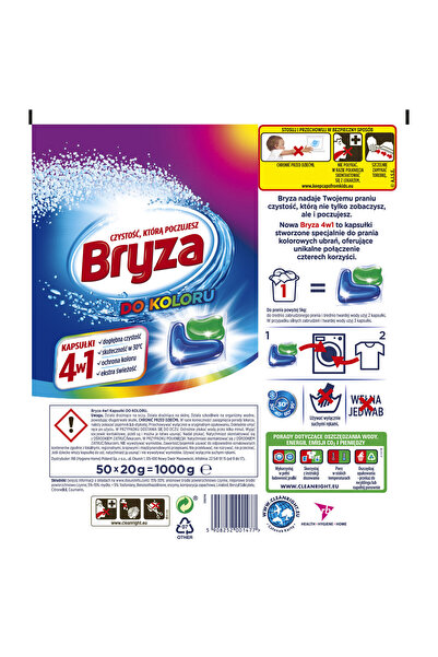 Bryza Capsule de spalare 4w1 pentru rufe colorate, 50 bucati, eficienta la 30...