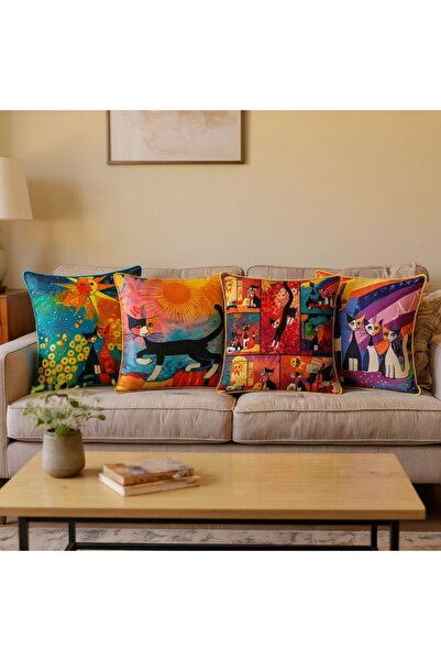 Mini Baby Special Design Cat Decorative Throw Pillow Cover Set of 4 / Sofa Cu...