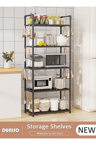 DUNISO 5 Tier Storage Shelves, Stable Kitchen Shelf Organizer, Storage Rack w...