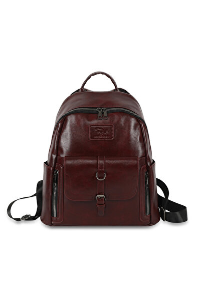Buldug Women's Burgundy Backpack Daily Use Zippered Multi-Compartment Leather...