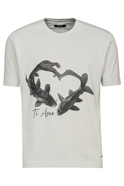 Bigotti Tricou Slim Gri print guler rotund