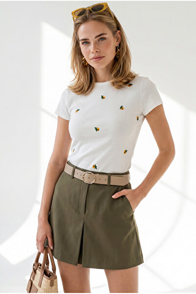 Olalook Women's White Embroidered Cotton Crop Camisole Blouse Blz-19003408