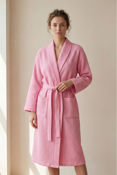 Vintero Home Summer 100% Cotton Pique Bathrobe – Shawl Collar
