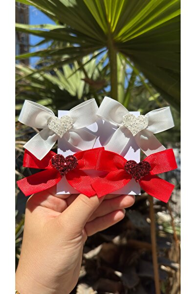 Toka Perisi Mini Love Red and White 4-Piece Children's Set -3Cm Metal Clip
