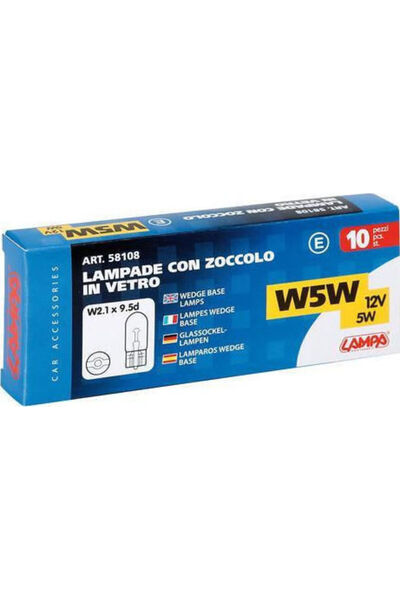 Lampa Λάμπες Αυτοκινήτου με Βάση Σφήνας W5W 12V 5W 10 τεμάχια