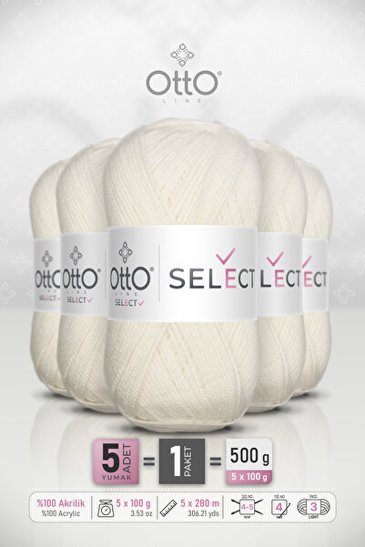 Otto Select - Ecru (9515) - Pachet de 5 - 100gr/280m - Fir acrilic pentru tri...