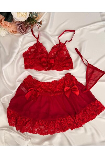 Liora Romantik Dantel Detayli Etekli Bralet Takımı