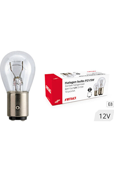 AMIO Λάμπες Αυτοκινήτου P21/5W-BAY15D-1157 Αλογόνου 12V 5W 10 τεμάχια