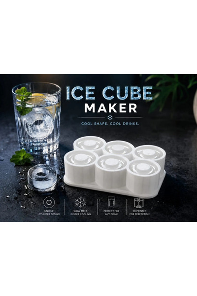 BESA3DProtoype Premium Halka Buz Kalıbı | 6'lı Büyük Silikon Buz Kalıbı | İçe...