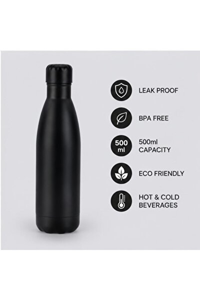 HXD Zoomlion Double Wall Thermal Vacuum Flask Insulated Stainless Steel Sports Water Bottle – Leak-Proof, Reusable (Black)