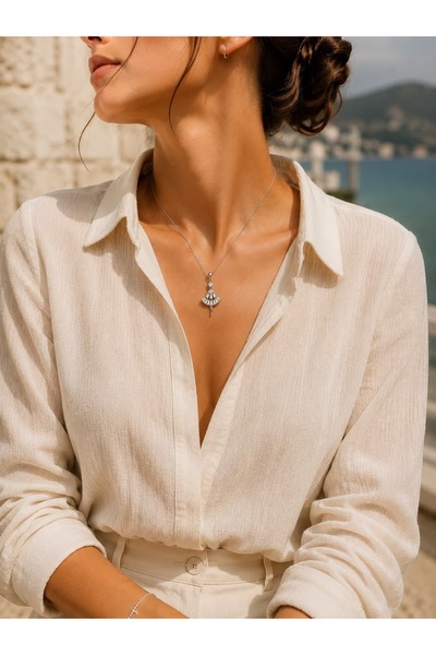 House Of Glix Balerina Balerin Motifli Silver Renk Tasarım Kolye