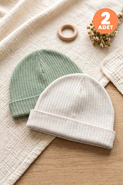Just inner Baby Boy 2-Piece 100% Cotton Beanie Set, Solid Color, Textured, Fl...