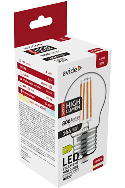 Avide ABLFMG27WW-4.9W-SHL Λάμπα LED 4.9W 78mm για ντουί E27 και σχήμα G45 Θερ...