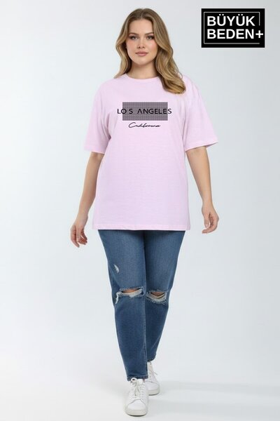Superlife Women's Plus Size Los Angeles Printed 3Xl-6Xl Crew Neck T-Shirt Spr...