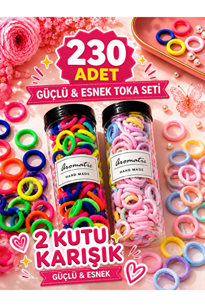 Zuum Accessories 2-piece large box of colorful tube hair ties, elastic hair t...