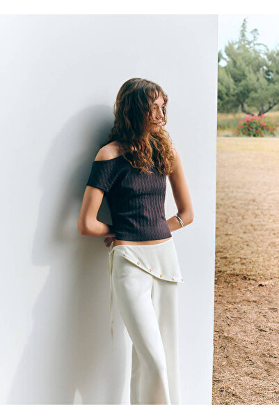Mango Teen Şal detaylı düz kesim pantolon