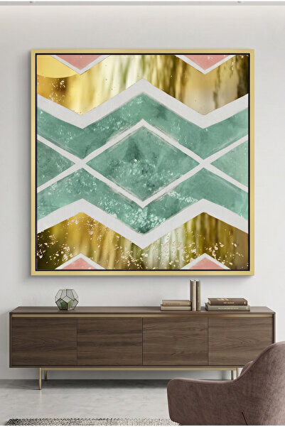 Jasmine Art Bohemian Gold Geometric Wall Art | Framed Canvas Print with Gold ...