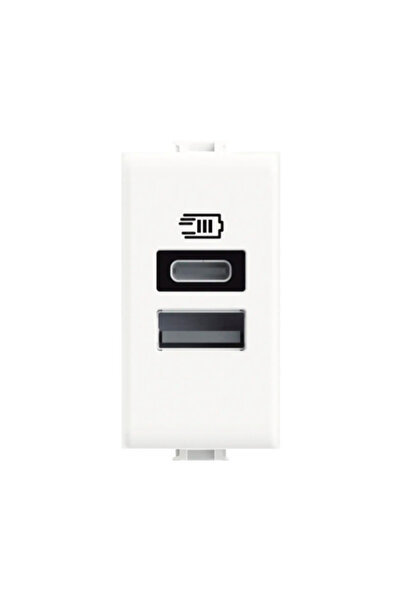 OEM Priză USB dublă Matix Bticino (1x USB tip A+ 1x USB tip C), 1 modul, alb