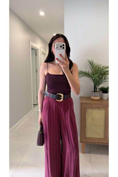 BİRCANÇİL Dowe Mürdüm Basic Strap Tank Top