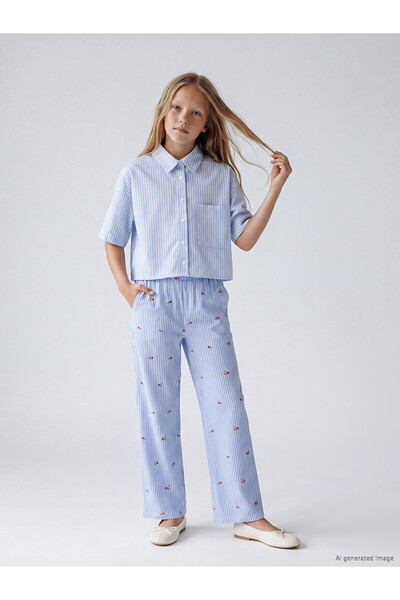 LC Waikiki Ozmarka New Season Wide-Leg Floral Pants for Girls