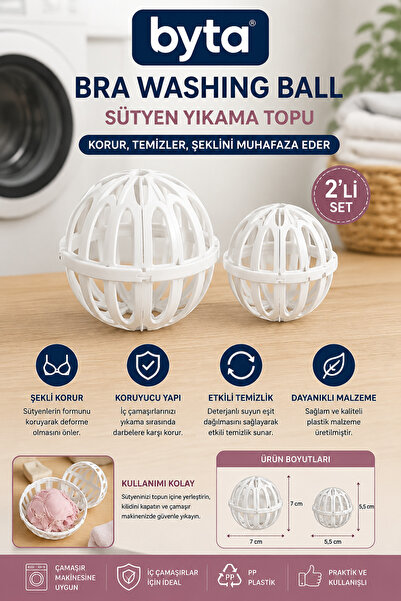 BYTA 2-Piece Bra Washing Ball Washing Machine Protective Underwear Washing Ap...