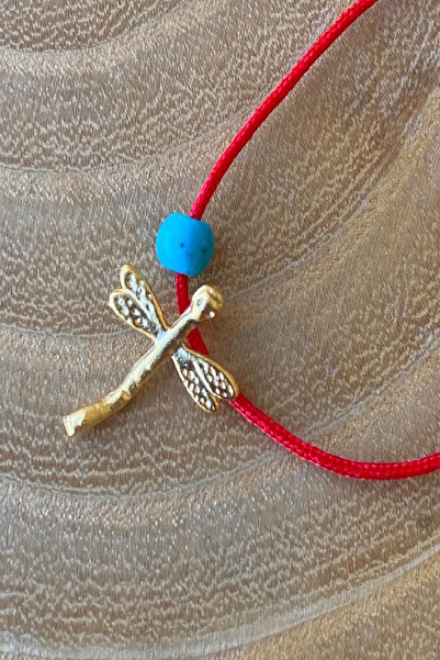 Shepidi Red String Gold Dragonfly Object Adjustable Necklace