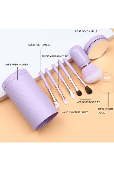 Yallabena Portable Makeup Brush Set Purple with Soft Nano Fiber Bristles Foun...