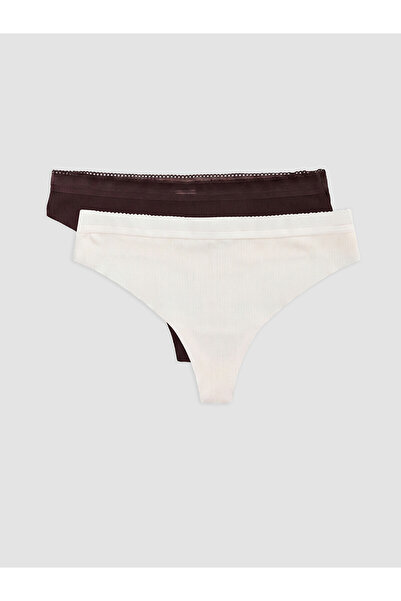 LC Waikiki Sparkling Choices from Shining Store Lace Detailed Ribbed Thong Pa...
