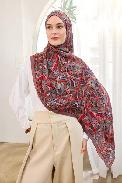 Silk Home Mayda Shawl Ist 81002 - 10 Red Brown Abstract Pattern