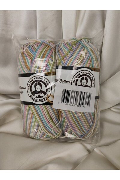 Ören Bayan Madame Cotton Multicolor Ebruli Hand Knitting Yarn (2 Pieces)- (Am...