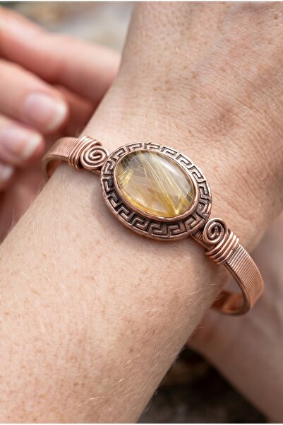 NBS Beautiful Naturel Stones Citrine Copper Adjustable Bracelet Natural Stone...