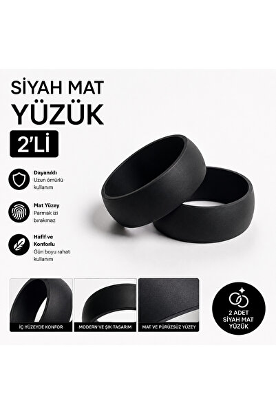 Genel Markalar Siyah Mat Yüzük 2’Li