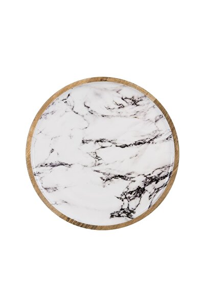 Paşabahçe Wooden Marble Decorative Plate S, Presentation, Stylish Design