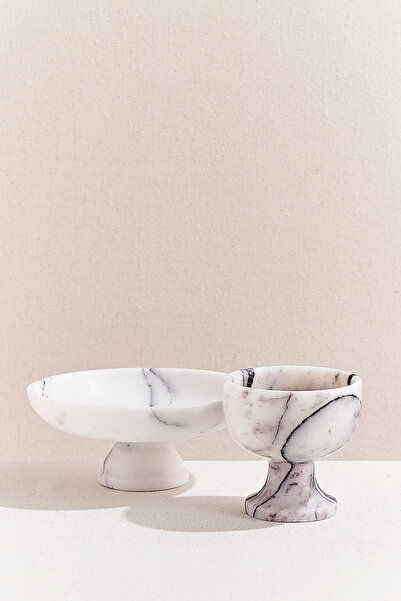 Paşabahçe Marble Footed Bowl M, Stylish Tableware, Kitchen Accessory
