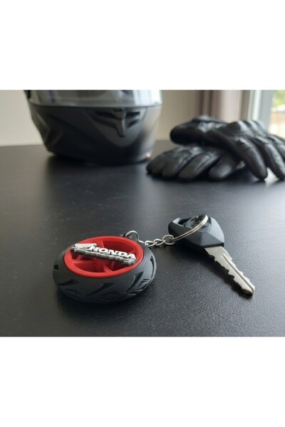 Ümraniye3d Honda Racing Team Tire Wheel Detailed Motorcycle Keychain