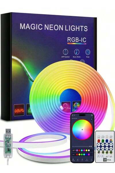 ELTRAZONE LED Neon RGB Magic Light 5M with Bluetooth Control – Flexible Color...