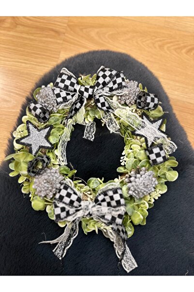 Marrone Checkered Glitter Ribbon Butterfly Mackenzie Model Door Front Ornament