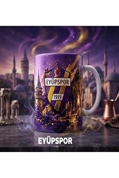 KADOREX DESIGN كوب عالي الجودة بتصميم أصفر أرجواني من Eyüpspor - كأس المشجعين