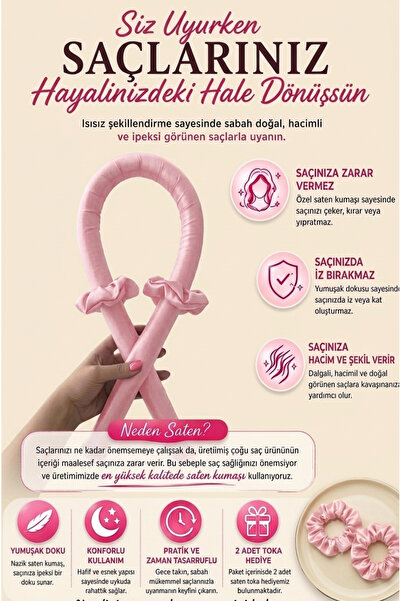 MutluBiDünya Saten Kumaş Sosis Bigudi Bukle Yapma Seti Saç Bigudisi