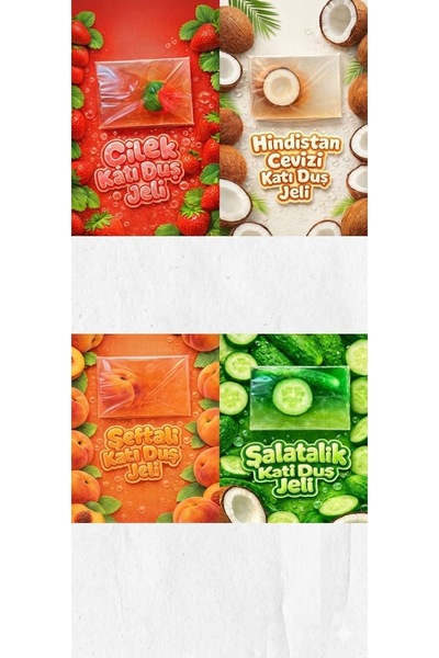 geula LİMPEZA Quadruple Solid Shower Gel, Body Soap with Strawberry, Peach, C...