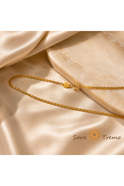 SaraTremo Lanț Royal Link Unisex – Lanț placat cu aur de 18K în 3 straturi, B...